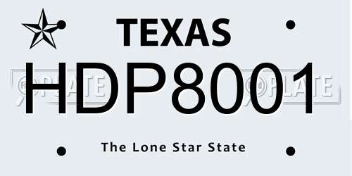 HDP8001 Texas License Plate