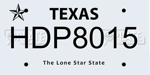 HDP8015 Texas License Plate
