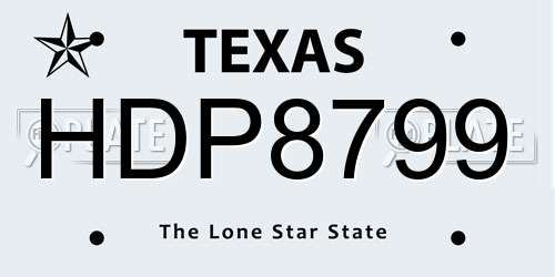 HDP8799 Texas License Plate