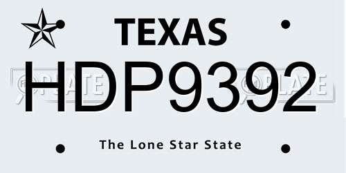 HDP9392 Texas License Plate