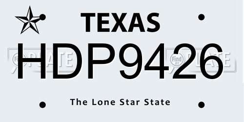 HDP9426 Texas License Plate