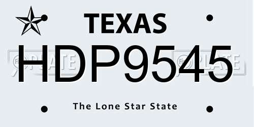 HDP9545 Texas License Plate