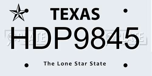 HDP9845 Texas License Plate