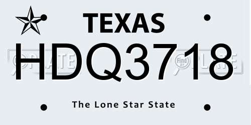 HDQ3718 Texas License Plate