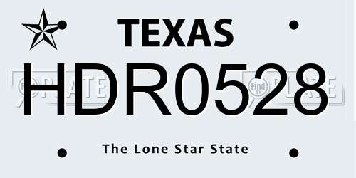 HDR0528 Texas License Plate
