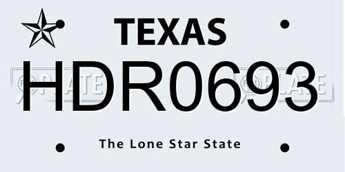 HDR0693 Texas License Plate