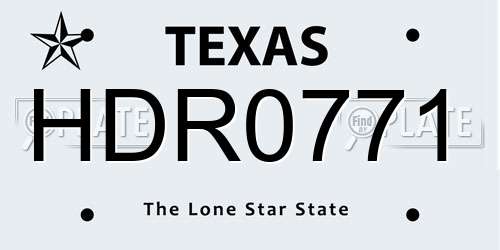 HDR0771 Texas License Plate