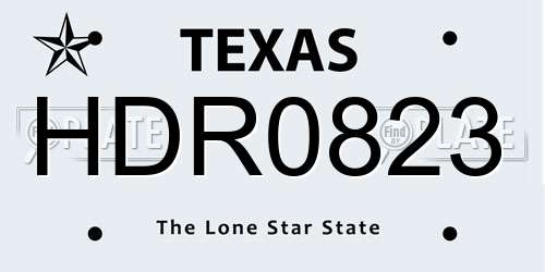 HDR0823 Texas License Plate