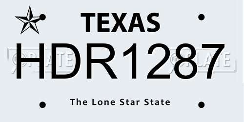HDR1287 Texas License Plate
