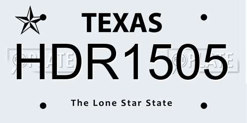HDR1505 Texas License Plate