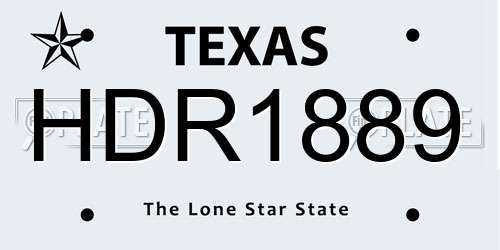HDR1889 Texas License Plate