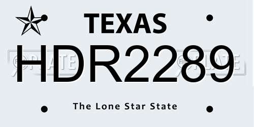 HDR2289 Texas License Plate