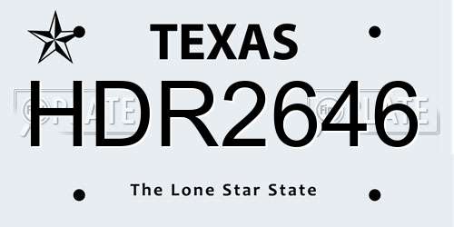 HDR2646 Texas License Plate