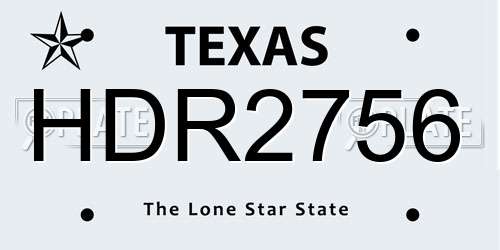 HDR2756 Texas License Plate