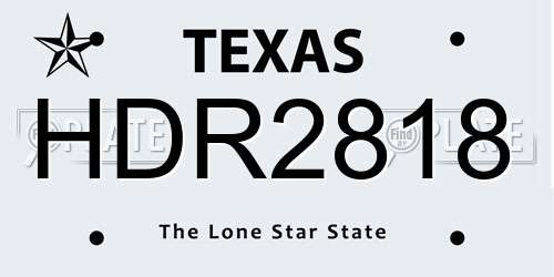 HDR2818 Texas License Plate