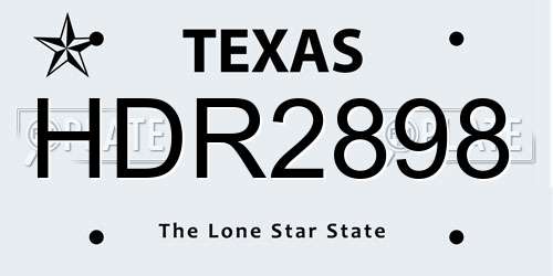 HDR2898 Texas License Plate