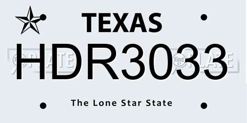 HDR3033 Texas License Plate