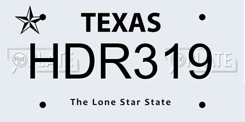 HDR319 Texas License Plate