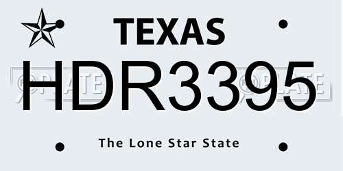 HDR3395 Texas License Plate