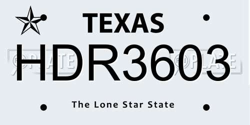 HDR3603 Texas License Plate