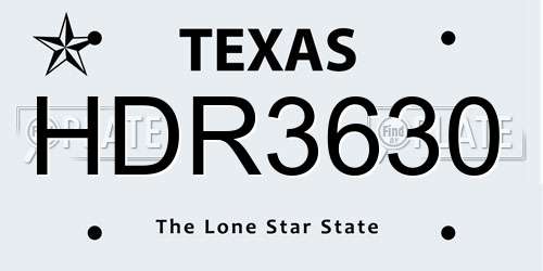 HDR3630 Texas License Plate
