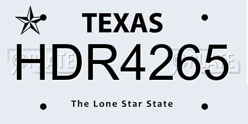 HDR4265 Texas License Plate