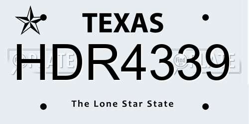 HDR4339 Texas License Plate
