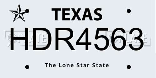 HDR4563 Texas License Plate
