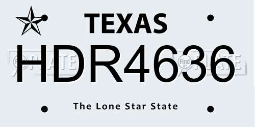 HDR4636 Texas License Plate