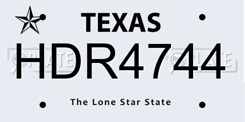 HDR4744 Texas License Plate