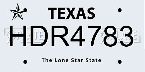 HDR4783 Texas License Plate