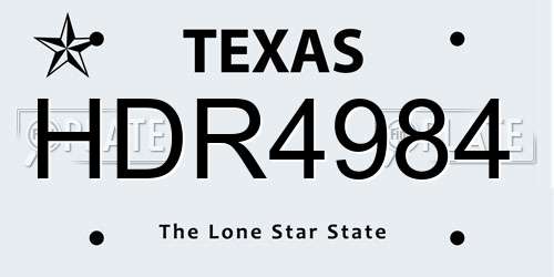 HDR4984 Texas License Plate