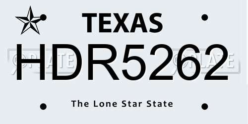 HDR5262 Texas License Plate