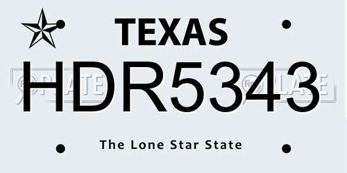 HDR5343 Texas License Plate