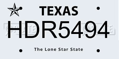 HDR5494 Texas License Plate