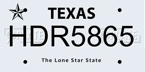 HDR5865 Texas License Plate