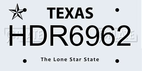 HDR6962 Texas License Plate