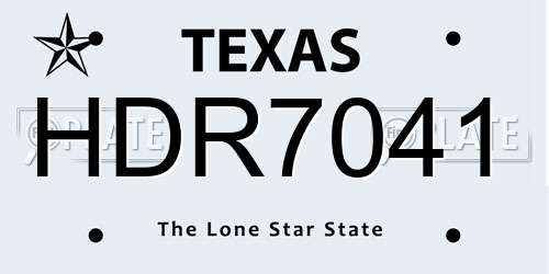 HDR7041 Texas License Plate