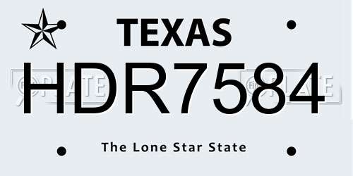 HDR7584 Texas License Plate