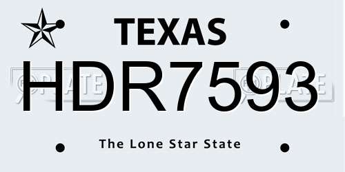 HDR7593 Texas License Plate