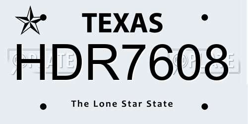 HDR7608 Texas License Plate