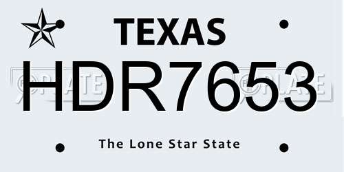 HDR7653 Texas License Plate
