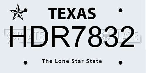 HDR7832 Texas License Plate