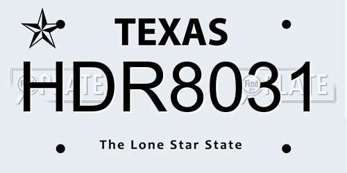 HDR8031 Texas License Plate