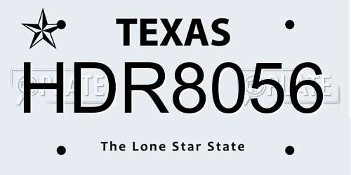 HDR8056 Texas License Plate