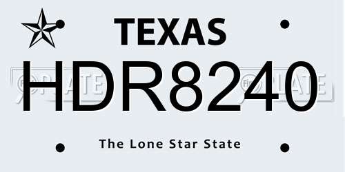 HDR8240 Texas License Plate