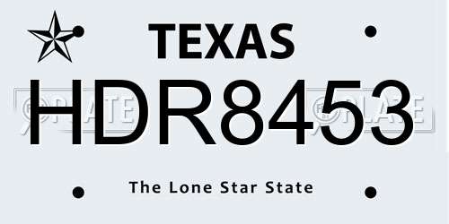 HDR8453 Texas License Plate