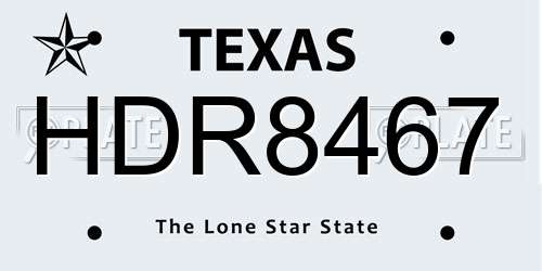HDR8467 Texas License Plate