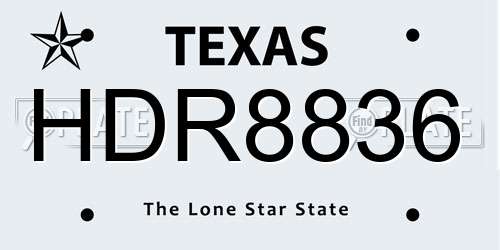 HDR8836 Texas License Plate