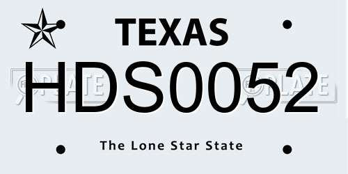 HDS0052 Texas License Plate